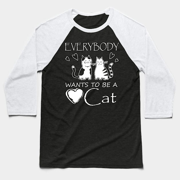 cat love Baseball T-Shirt by FUNNY LIFE